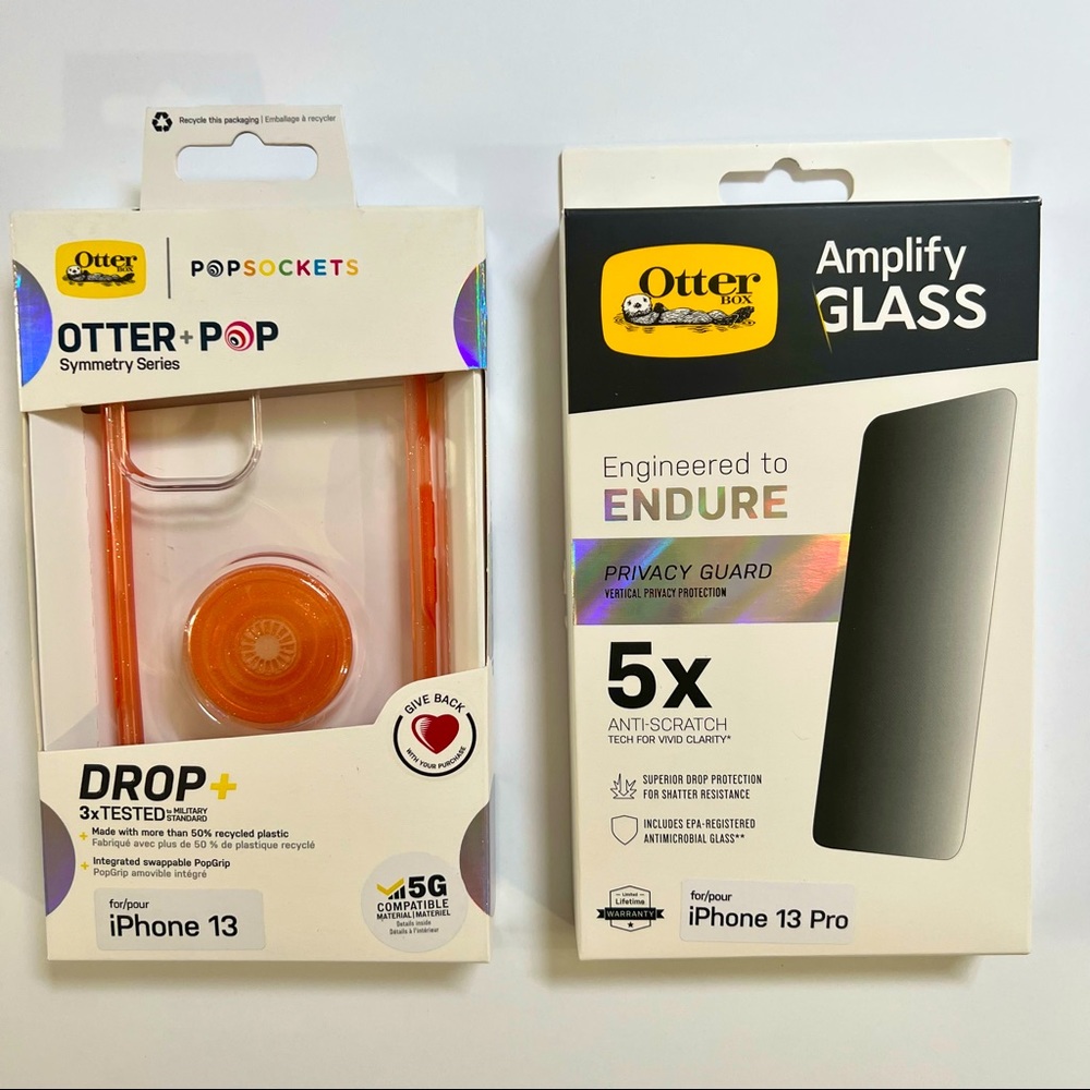 iPhone 13 Bundle Otter + POP Case & Amplify Privacy Screen Protector NEW!!!